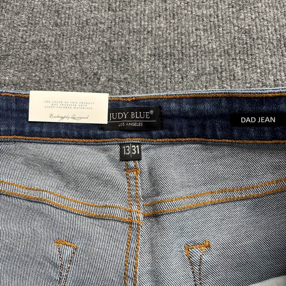 Judy Blue Jeans Women's Size 13 31 Blue Dad Jean Mid Rise Distressed Medium Wash - Picture 5 of 11